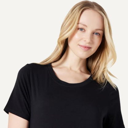Amazon Essentials Women's Soft Cotton Modal Blend Short Sleeve Sleep Nightgown - color: Black, size: X-Small