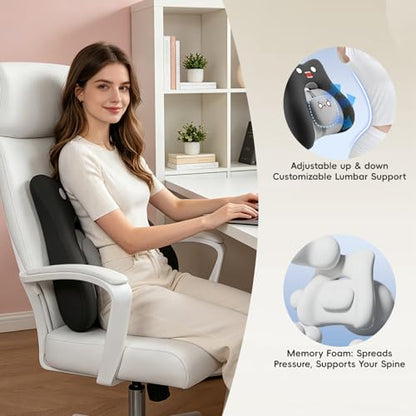 BEBAS Ergonomic Memoery Foam Lumbar Support Pillow for Car & Office, Black - color: Black