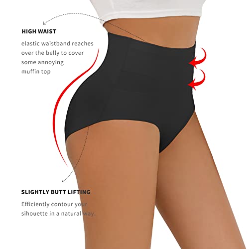 FallSweet No Show Tummy Control Underwear for Women High Waisted Panties Comfy Briefs Pack - color: Black, size: Small