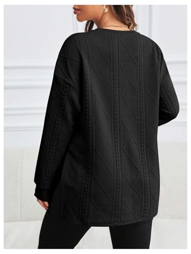 MakeMeChic Women's Maternity Sweatshirt Split Fall Maternity Clothes Tops - color: Black, size: Medium
