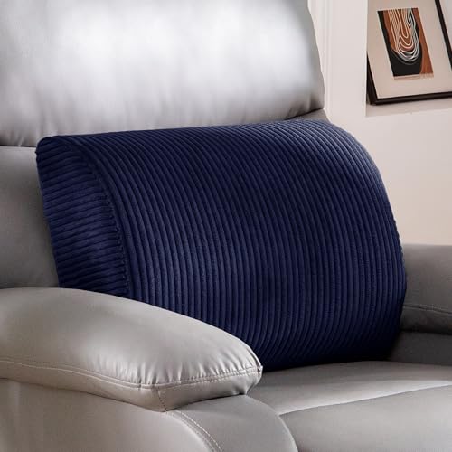 HIGOGOGO Lumbar Support Pillow for Recliner Chair/Accent Chair/Couch, Large Memory Foam Back Support Cushion for Elderly, Recliner Cushions for Back Rest, Pain Relief, Reading, Washable Cover, Navy - color: Navy, size: 20"x14"x5"