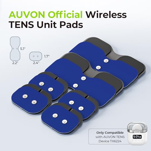 AUVON Wireless TENS Unit Electrode Pads 12 Pcs, 2 Sizes, Latex-Free - color: Blue
