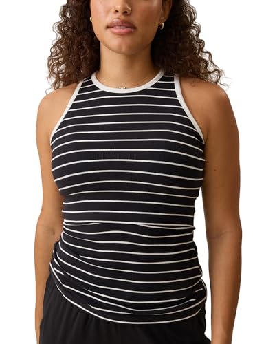 Kindred Bravely Ribbed Racerback Nursing Tank Top for Breastfeeding - color: Black Stripe, size: Medium