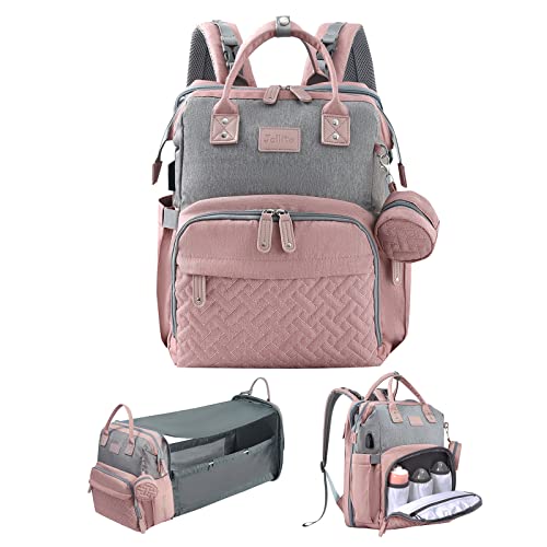 JOLLITO Diaper Bag Backpack with Changing Station, Baby Registry Search - color: Pink