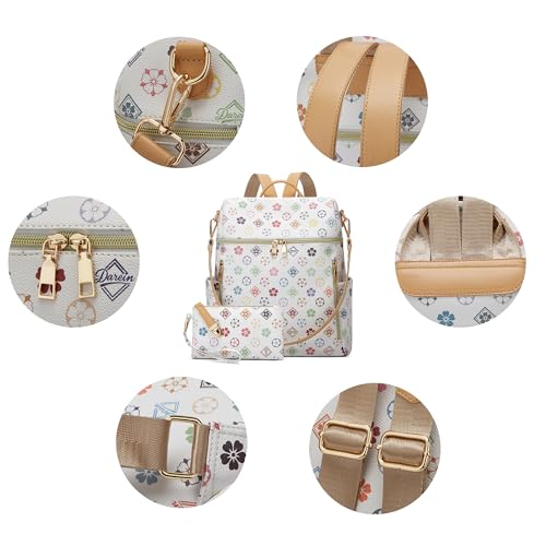 Makes Backpack Purse for Women PU Leather Casual Backpack Daily Travel Bag - color: Triwhite Triple Zip