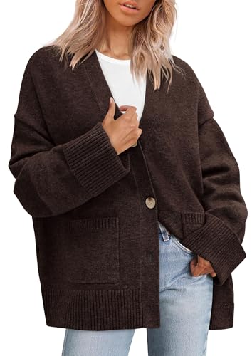 PRETTYGARDEN Women's Winter Oversized Cardigan Sweaters - color: Brown, size: X-Large