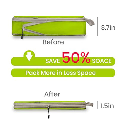 Compression Travel Packing Cubes with White Mesh, Green, 6Pcs - color: Green, size: Set of 6