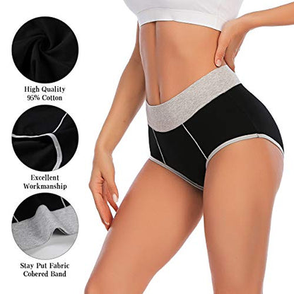 YaShaer Women's Cotton Underwear High Waist Stretch Briefs Soft Underpants Ladies Full Coverage Panties 5 Pack - color: Color02-5 Pack, size: Medium