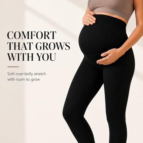 Sunzel Maternity Leggings, Over Belly Pregnancy Yoga Pants, Buttery Soft - color: 25" Black, size: Small