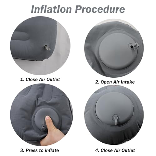 Inflatable Camping Pillow, Ultralight Travel Air Pillows for Camping (Grey) - color: 1 X Grey