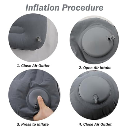 2 Pack Inflatable Camping Pillow, Ultralight Travel Air Pillows (Grey) - color: 2 X Grey