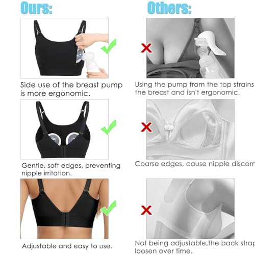 Hands Free Pumping Bra Hands-Free Breast Pump Bra Nursing Bras - color: Black, size: Small