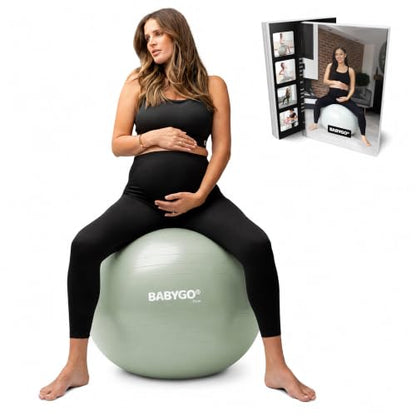 BABYGO Birthing Ball, Pregnancy & Labor, Award Winning Book - color: Sage, size: 75cm - Manual