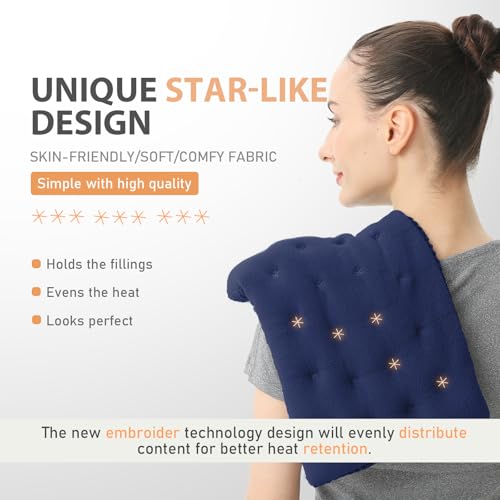 UNCN Wide Microwave Heating Pad with Washable Cover 9.5 x 16in Microwavable - color: Navy Blue