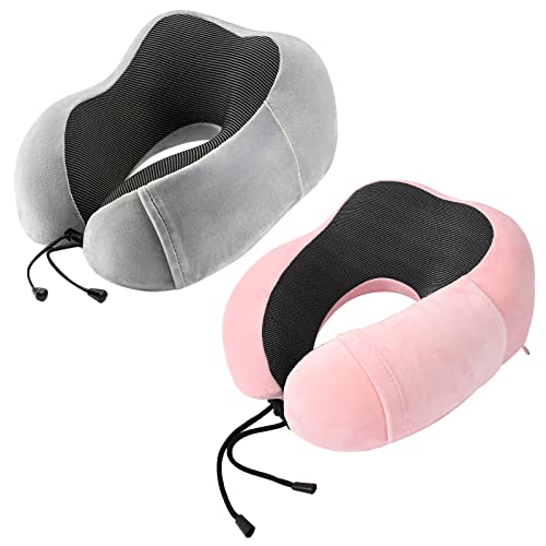 urnexttour Neck Pillow Airplane Travel Pillow 2 Pack Grey and Pink - color: Grey&pink
