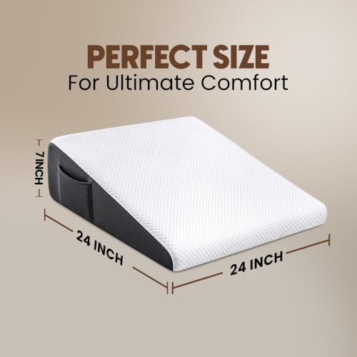 Utopia Bedding Wedge Pillow for Headboard, Memory Foam, 24x24x7 Inch