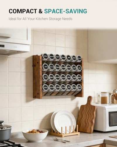 Spice Rack Organizer with 28 Glass Jars, for Cabinet Wall Mount Countertop - size: With 28 Jars, 14"W × 9.4"H