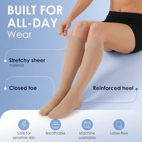 ABSOLUTE SUPPORT Women Sheer Compression Socks 20-30mmHg, Nude, X-Large - color: Nude, size: X-Large