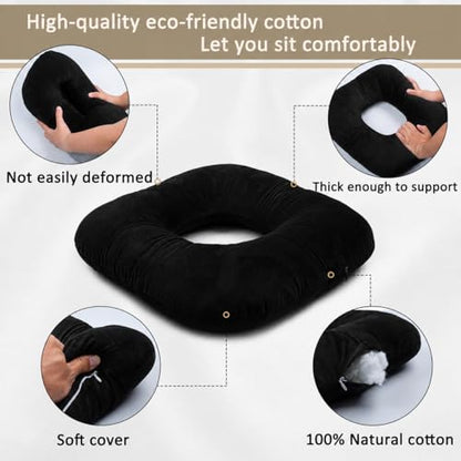 Hshbxd Donut Pillow, Tailbone Cushion for Wheelchair, Office and Travel - color: Black