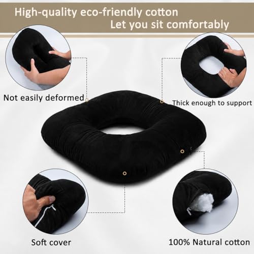 Hshbxd Donut Pillow, Tailbone Cushion for Wheelchair, Office and Travel - color: Black