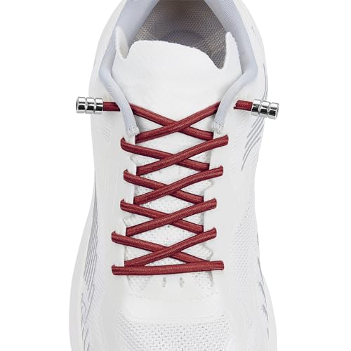 Elastic No Tie Shoelaces For Kids & Adults Sneakers，One Size Fits All - color: 1 Pair Dark Red