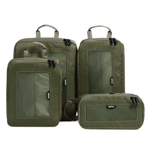 EPICKA TripCozy Compression Packing Cubes, 4 Set, Olive Green - color: Olive Green, size: Set of 4