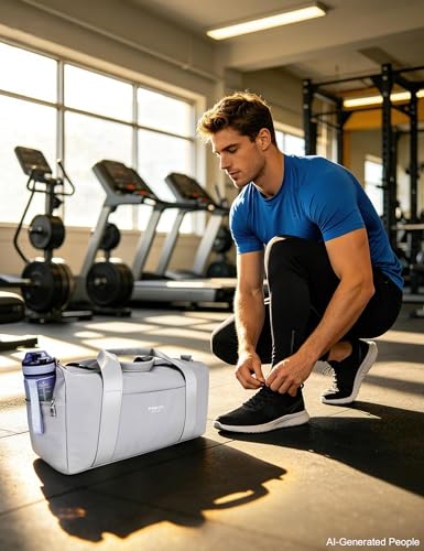 19" Grey Personal Gym Bag for Women,with Shoe Compartment & Wet Pocket - color: Grey, size: 19" Medium Size