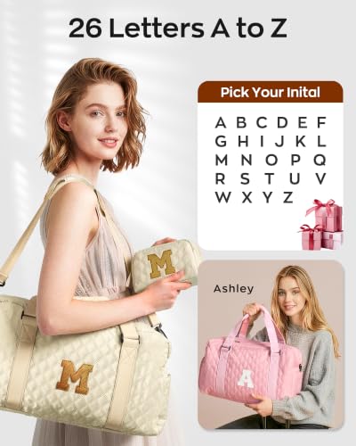Duffle Bag Teen Girl Gifts Trendy Stuff Initial Travel Weekender Dance Bag - color: off whtie, style: A