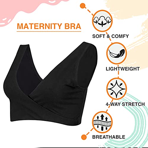 Lamaze - Intimate Apparel Maternity Nursing Cotton Span Sleep Bra Bra - color: Black, size: Small