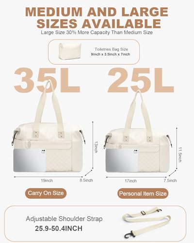 Pritent Travel Duffle Bag, Weekender Overnight Personal Item Carry On Bag - color: Beige, size: Medium