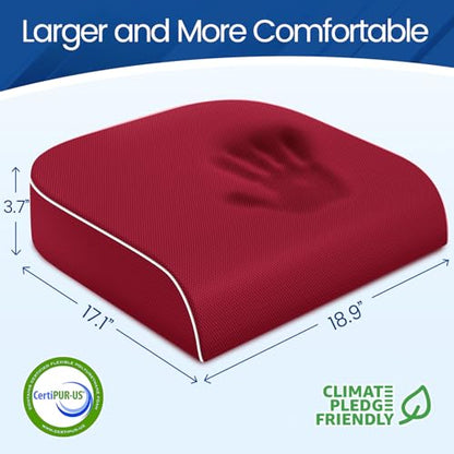 SweetSlubr Seat Cushion, Chair Pad, Memory Foam Tailbone Pain Relief - color: Red, size: 2X-Large
