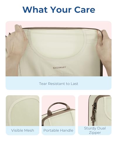 BAGSMART 6 Set Compression Packing Cubes, Travel Luggage Organizer Bags - color: 02-White Opal