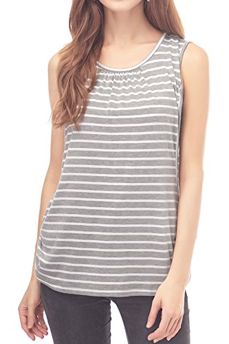 Smallshow Women's Maternity Nursing Tank Tops Breastfeeding Clothes 3-Pack - color: Army Green-teal-light Grey Stripe(3 Packs), size: Medium