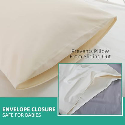Organic Cotton Pillow Case - One Pack 20"x 26" Kids Pillow Pillowcase with No Zipper - 300 TC Thread Count - Soft, Safe and Hypoallergenic - Off White - size: 20"x26"