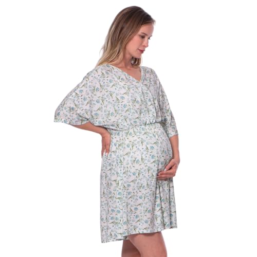 Maternity Dress - Botanical Collection - color: Blue Green Botanical, size: Large