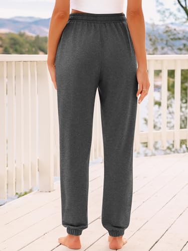 AUTOMET Women's High Waisted Lounge Sweatpants Jogger Pants with Pockets - color: Dark Grey, size: Small