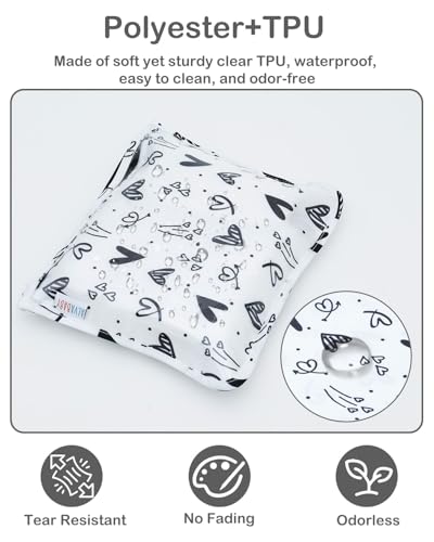 ALVA 3pcs Mess-Proof Travel Pouches,TSA Approved Toiletry Bag,Makeup Bag - color: Black and white hearts