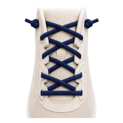 1 Pair Oval Athletic Shoe Laces Elastic ShoeLaces for Sneakers - color: Navy Blue