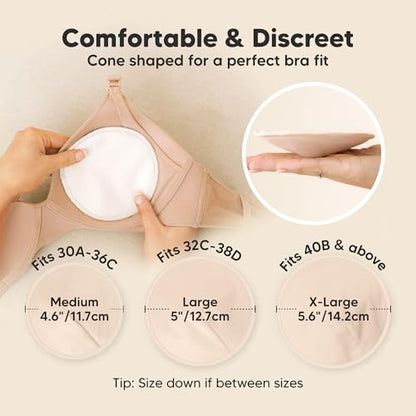 Organic Nursing Pads, 14 Washable Breast Pads,Wash Bag (Bare Beige, L 5") - color: Bare Beige, size: 14pk, L 5"