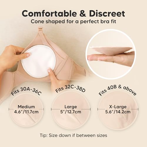 Organic Nursing Pads, 8 Washable Breast Pads,Wash Bag (Bare Beige, M 4.6") - color: Bare Beige, size: 8pk, M 4.6"