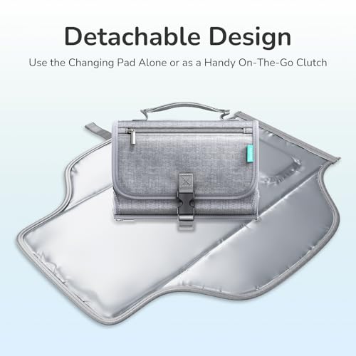 Alatino Portable Diaper Changing Pad, Wipe Clean, 24x22,Austere Grey - color: Austere Grey