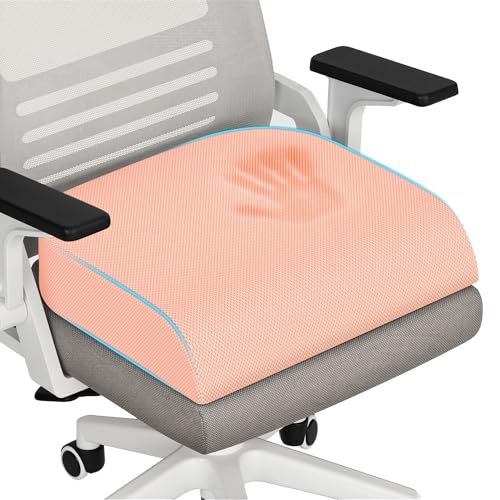 TranquilRelax Memory Foam Seat Cushion for Office Chair, 3-Inch, Pink - color: Pink, size: Large