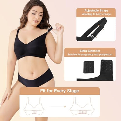 Nursing Bra for Breastfeeding,Maternity Bra Natural Shape,Nursing Sleep Bralette - color: Black, size: Large