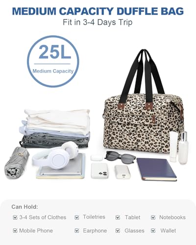 Pritent Travel Duffle Bag, Weekender Overnight Personal Item Carry On Bag - color: Leopard, size: Medium
