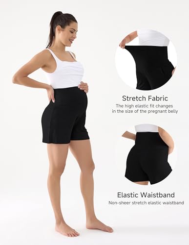 Viscose from Bamboo Maternity Summer Lounge Pajama Shorts - color: Black/Dark Grey/Grey, size: Medium