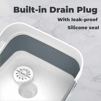 GIMWA 2.6 Gal Collapsible Baby Bottle Wash Basin with Drain Plug - color: Gray