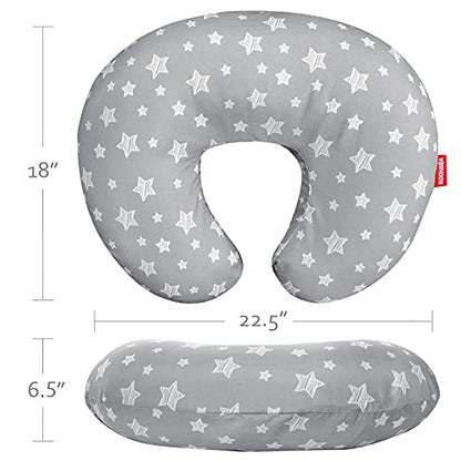 Nursing Pillow Cover for Baby Snug Fits Boppy Nursing Pillows - color: Grey Star