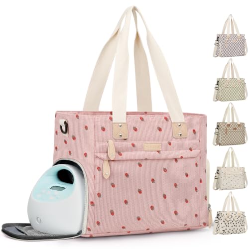 Pritent Baby Diaper Bag Tote,Waterproof Maternity Breast Pump Bags for Mom - color: Pink Strawberry