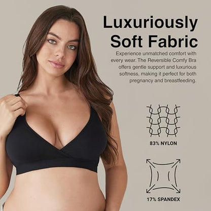 BUMPSUIT The Reversible Comfy Bra - Comfort and Versatility Combined for Maternity Bra & Nursing Bras for Breastfeeding - size: Medium