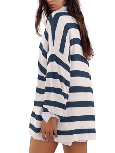 Panadila Womens Striped Lounge Set 2 Piece Pajama Sets - color: Blue White, size: Small